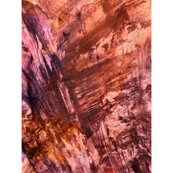 Askari Blouse Womens Large Pink Brown Abstract Flare Sleeve V Neck Art Top USA - Picture 10 of 10